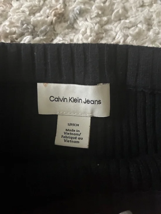 Calvin Klein Jeans Black Ribbed Midi Skirt - Picture 2 of 2